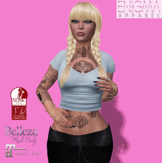 [EN] Mini Blouse with Sleeves Light Blue::Mesh::