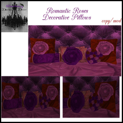 Sanctuary Darque Decor~Romantic Roses Decorative Pillows