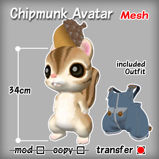 :Risusipo: Mesh_Chipmunk_Avatar_Brown