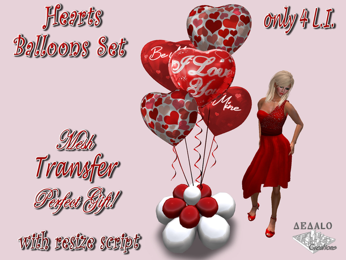 Romantic Hearts Balloons Set  - Mesh * Valentine's Day Promo Price *