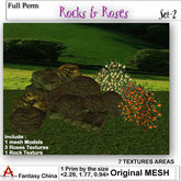 Fantasy China Mesh Rocks & Roses FULL PERM 1 prim