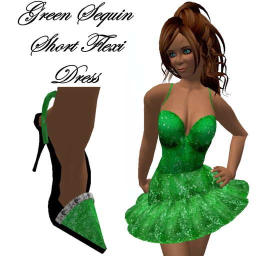 Green sequin short flexi dress