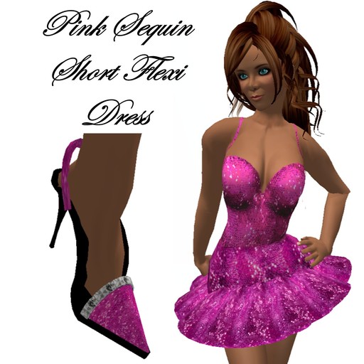 Pink sequin short flexi dress