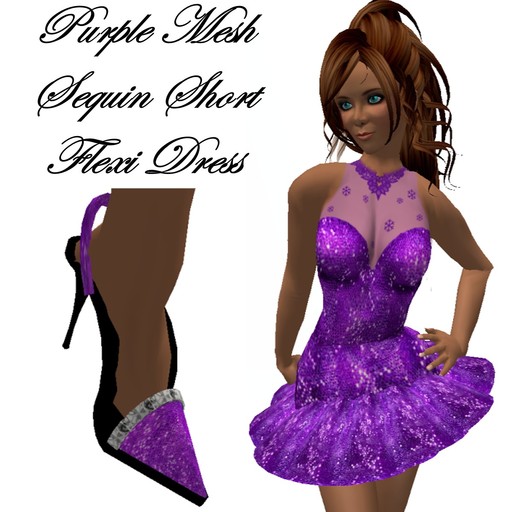 Purple mesh sequin short flexi dress
