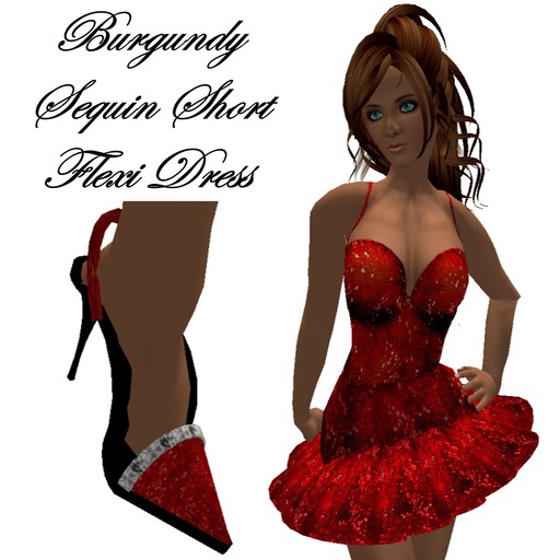 Burgundy sequin short flexi dress