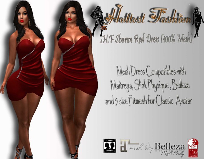 .:H.F Sharon Red Dress (100% Mesh)
