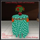 Cosmos Holiday Table with Vase of Poinsettias (mesh) BOX