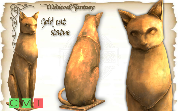 [MF] Mesh gold cat statue (boxed)