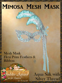 *Goddess* Mimosa Mesh Mask Aqua Silver Feathers