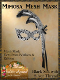 *Goddess* Mimosa Mesh Mask Black Silver Feathers