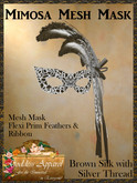*Goddess* Mimosa Mesh Mask Brown Silver Feathers
