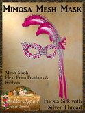 *Goddess* Mimosa Mesh Mask Fucsia Silver Feathers