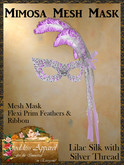 *Goddess* Mimosa Mesh Mask Lilac Silver Feathers