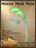 *Goddess* Mimosa Mesh Mask Lime Silver Feathers