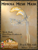*Goddess* Mimosa Mesh Mask Peach Silver Feathers