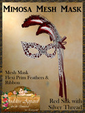 *Goddess* Mimosa Mesh Mask Red Silver Feathers