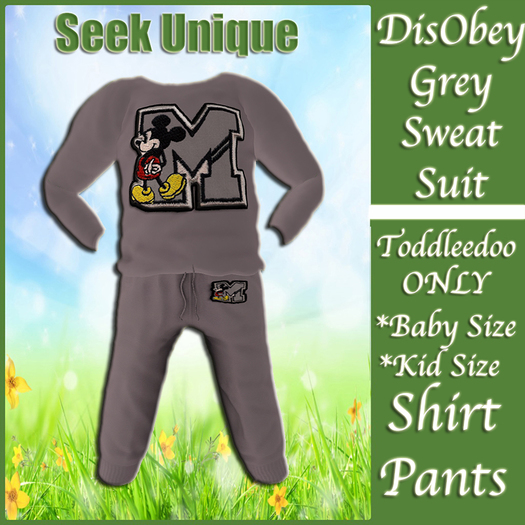{SU} TD DISOBEY GREY SWEAT SUIT