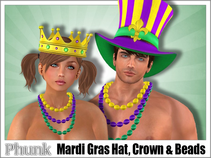 [Phunk] Mardi Gras Hat, Crown & Beads