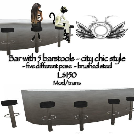 Bar with 5 stools - city chic style