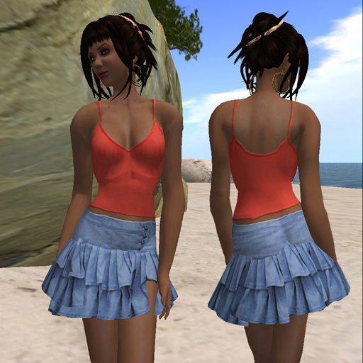 " A la Folie" top et jupe jeans