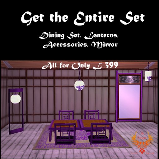 JJs Designs Asian Complete Dining Room Purple