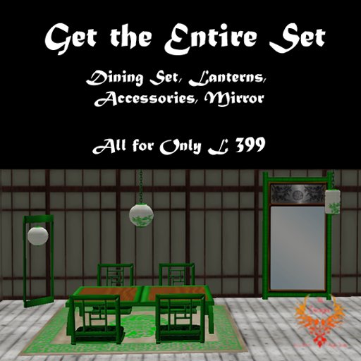 JJs Designs Asian Complete Dining Room Green