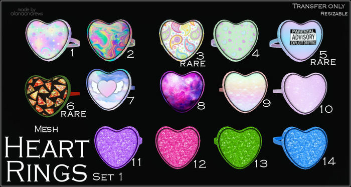 Heart Rings - Fat Pack (14 rings)