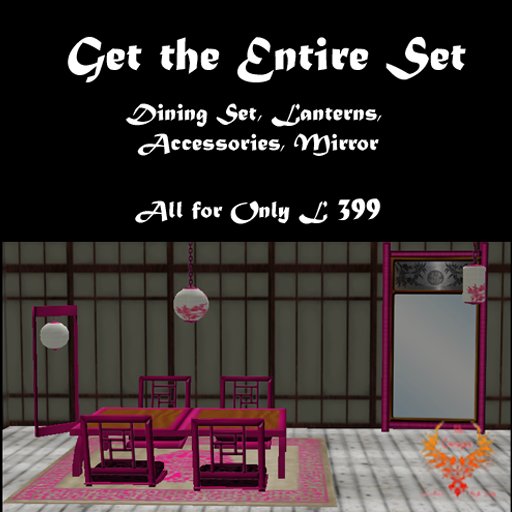JJs Designs Asian Complete Dining Room Pink