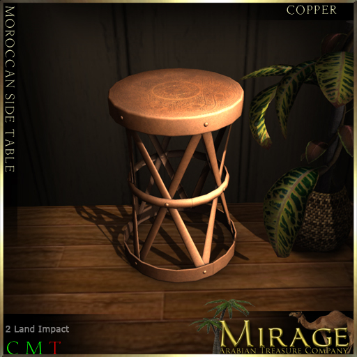 =Mirage=Moroccan Metal Side Table - Copper