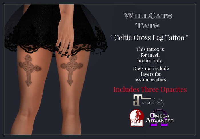 WillCat's Tats CELTIC CROSS LEG Tattoo