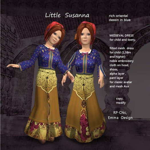 Second Life Marketplace - RP-Chic Little Susanna rich dessin blue (ab 1