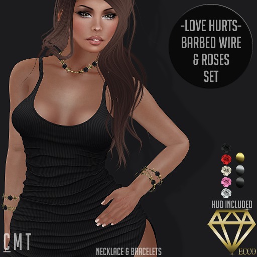.:ECCO:. Love Hurts Barbed Wire & Roses Set Transfer