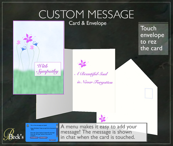 Sympathy Card + Envelope: Custom Message (scripted) from Beck's