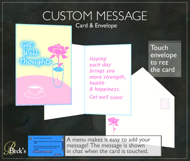 Get Well Card + Envelope: Custom Message (scripted) from Beck's