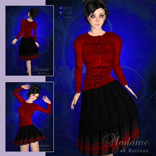 Madame Haute Couture - 48 buttons, wine red