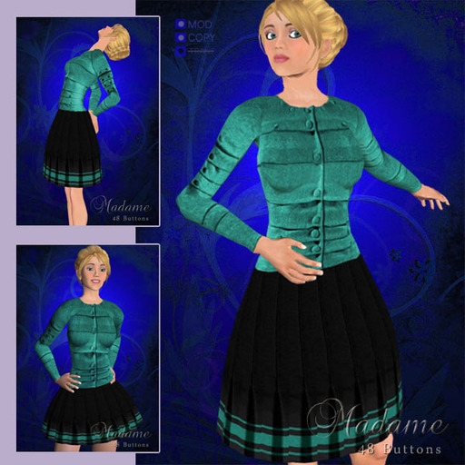 Madame Haute Couture - 48 buttons, ocean green