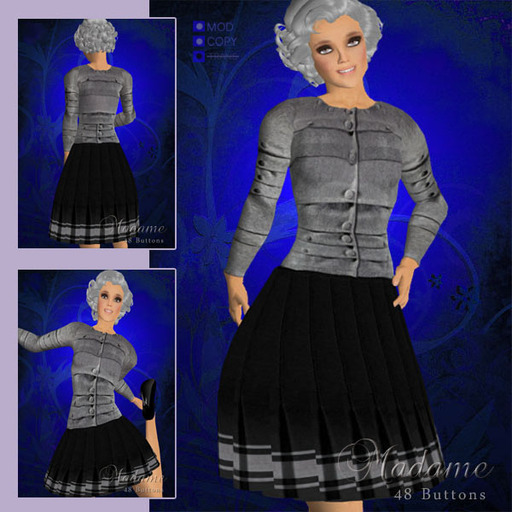 Madame Haute Couture - 48 buttons, grey