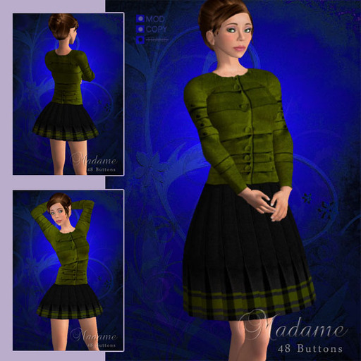 Madame Haute Couture - 48 buttons, moss