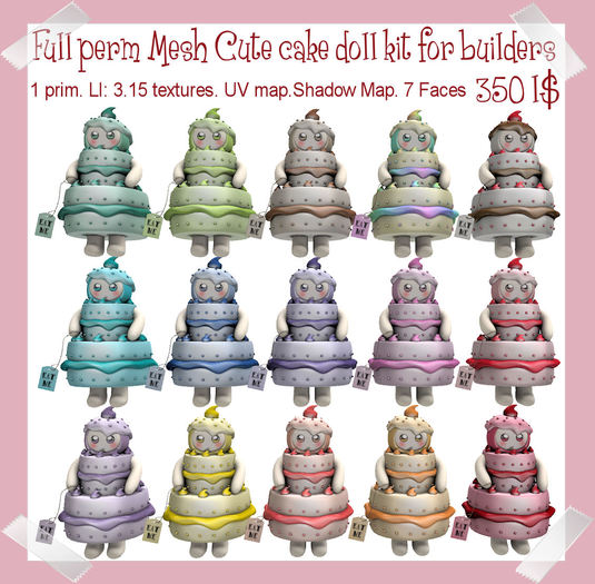 Second Life Marketplace - Full Perm MESH Cute Cake Doll kit for Builders