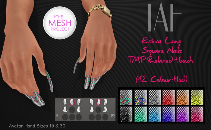 IAF Extra Long Square Nails (TMP Relaxed Hands)
