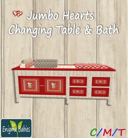 LLB-Jumbo Hearts Changing & Bath Table