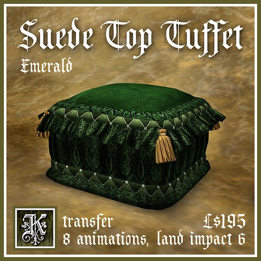 *K* Suede Top Tuffet - Turquoise (mesh)(boxed)