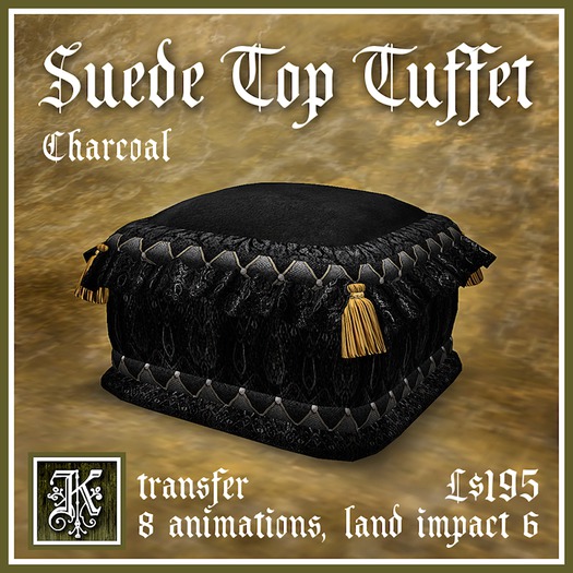 *Kismet* Suede Top Tuffet - Charcoal