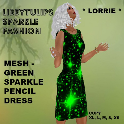* Lorrie * Green Sparkle Pencil Dress - Mesh