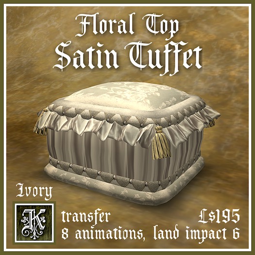 *Kismet* Ivory Satin Tuffet - Floral Top