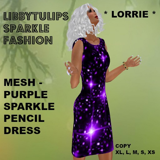 * Lorrie * Purple Sparkle Pencil Dress - Mesh