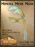 *Goddess* Mimosa Mesh Mask Aqua Silver Feathers