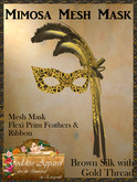 *Goddess* Mimosa Mesh Mask Brown Silver Feathers