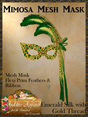 *Goddess* Mimosa Mesh Mask Brown Silver Feathers