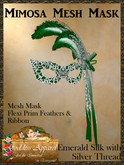 *Goddess* Mimosa Mesh Mask Aqua Silver Feathers